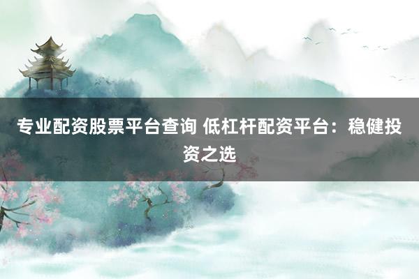 专业配资股票平台查询 低杠杆配资平台：稳健投资之选