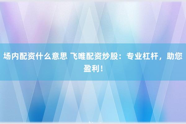 场内配资什么意思 飞唯配资炒股：专业杠杆，助您盈利！
